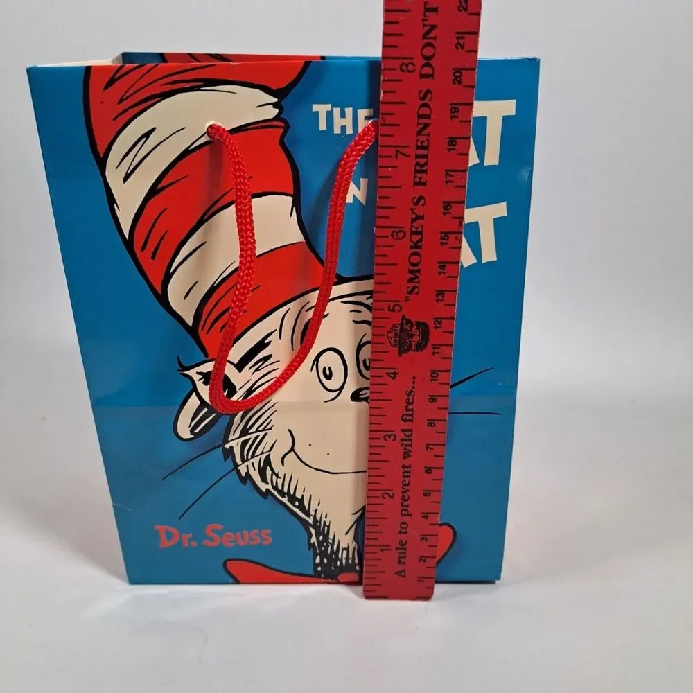 Cat in the Hat Gift Bag Small Hallmark Dr Seuss Blue White Red Colorful